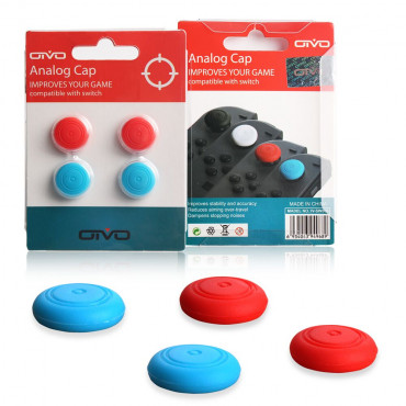 OIVO - 兩對蘑菇頭 (共4顆) for Nintendo Switch - (2顆紅色 & 2顆藍色) IV-SW006