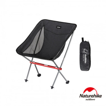NatureHike - 超輕戶外鋁合金摺疊月亮椅 (NH18Y050-Z) | 便攜靠背耐磨摺疊椅 附收納包 - 黑色 - YL05