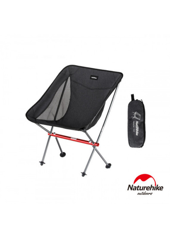 NatureHike - 超輕戶外鋁合金摺疊月亮椅 (NH18Y050-Z) | 便攜靠背耐磨摺疊椅 附收納包 - 黑色 - YL05
