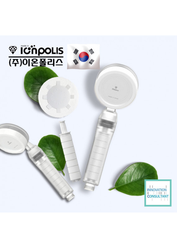 韓國 ionpolis V 雙濾芯加壓節水負離子花灑頭 (透明)