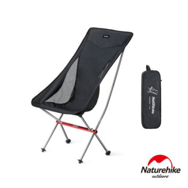 Naturehike YL06 超輕戶外便攜鋁合金靠背耐磨折疊椅 附收納包 - 黑色 NH18Y060-Z