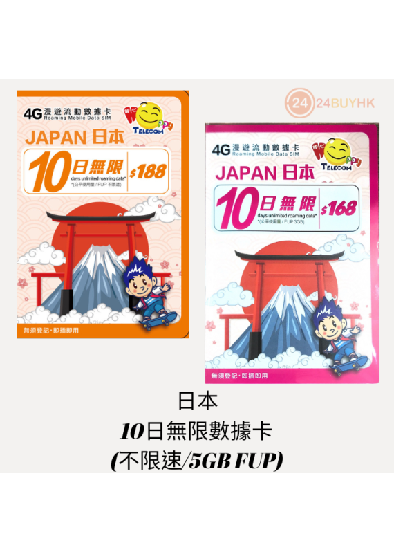 HAPPY TELECOM 日本 Softbank 4G 10日無限數據上網卡 (3GB FUP/不限速)