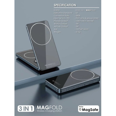 EGO MagFold 3合1 Magsafe 無線摺疊充電座