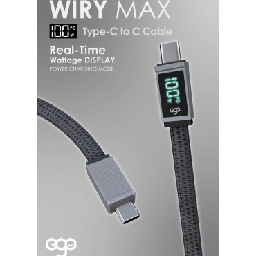 EGO Wiry Max 100W C to C 即時速度顯示充電線 灰色
